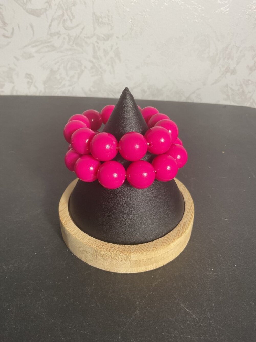 Hot Pink Chunky Bubblegum Bead Stretchy Bracelet Y2K Aesthetic Statement Piece